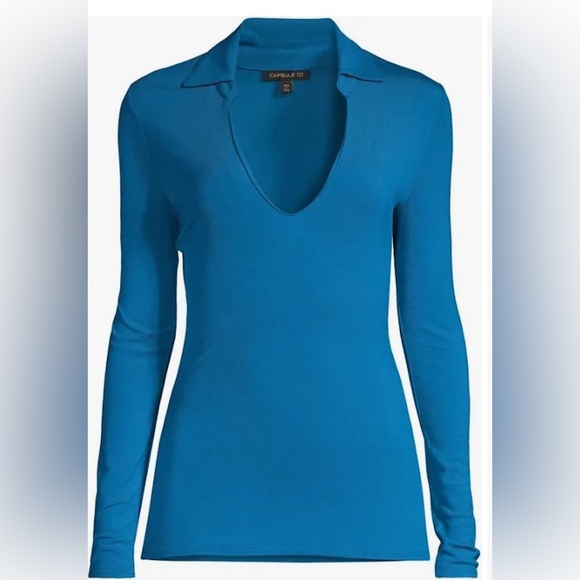 Capsule 121 Women Collar Knit Tee The Virgo Top Size  1X - Picture 1 of 8